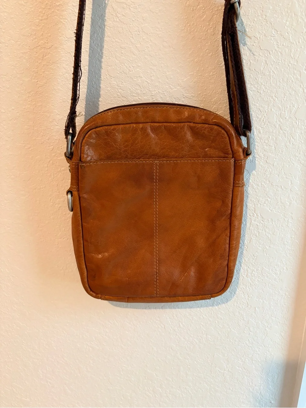 Jack Georges Tan Leather Messenger Crossbody